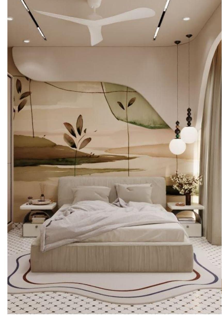One Bedroom Reserve interior with a landscape mural
