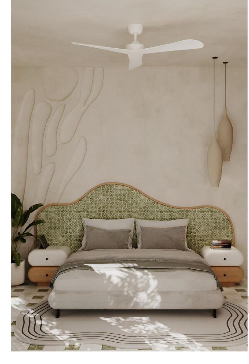 Signature Two Bedroom interior with a sculpted headboard